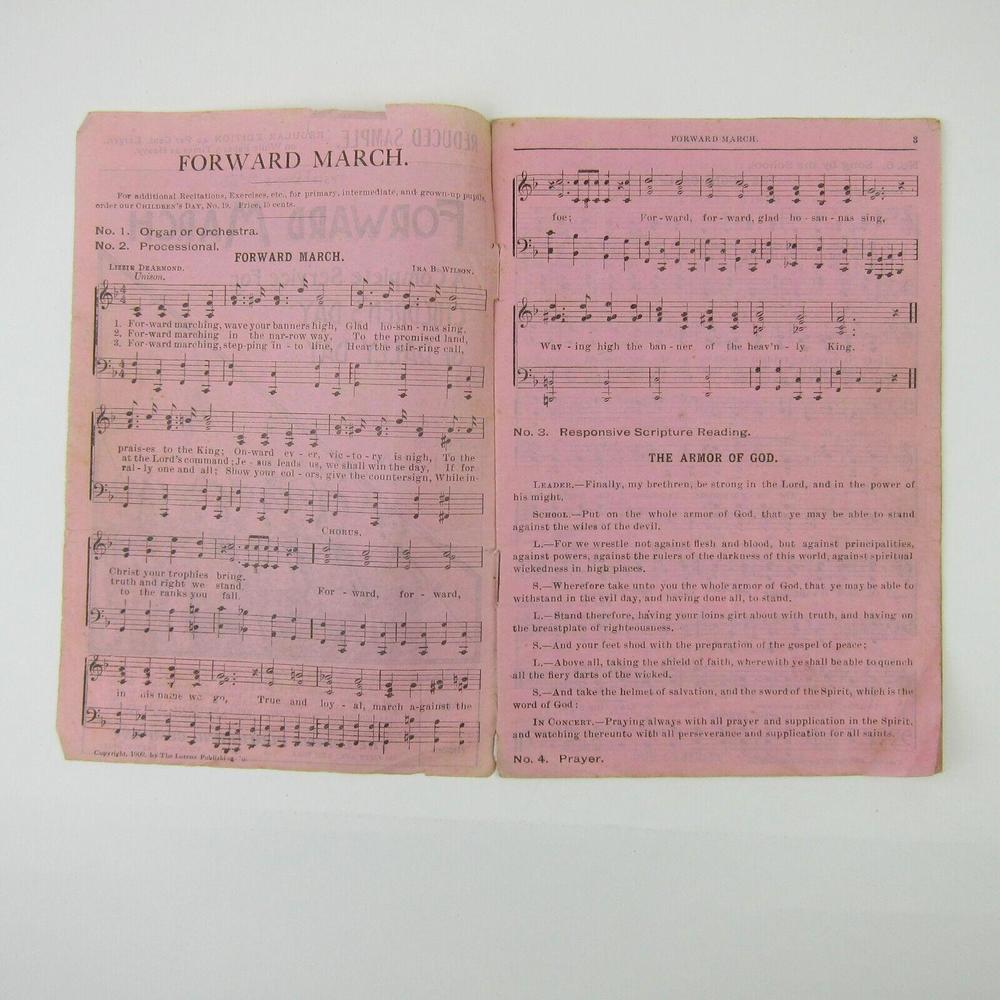 Sheet Music Rally Day Sampler Lorenz Publishing Co Dayton Ohio Antique 1909 RARE - Picture 2 of 12